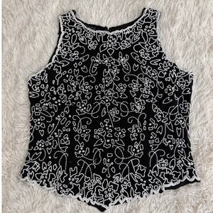 JKARA New York‎ Beaded Embellished Sleeveless Top Blouse Tank XL NWOT